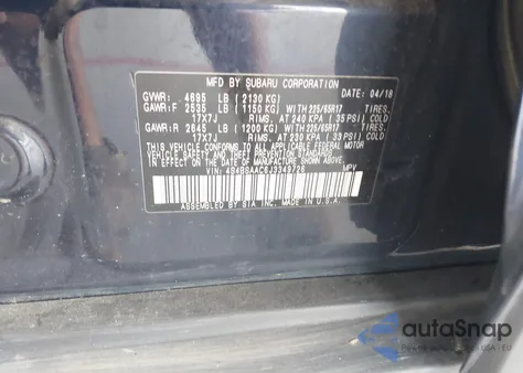 2018 Subaru Outback 2.5I из США, поврежденный, VIN 4S4BSAAC6J3349726